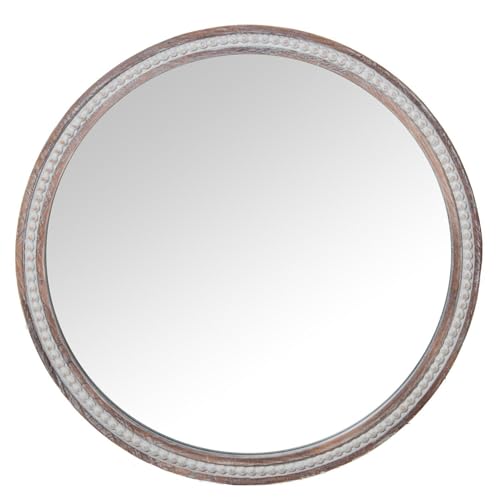 Espejo de Pared Redondo de Madera DM en Marron Envejecido 80x2,5x80cm