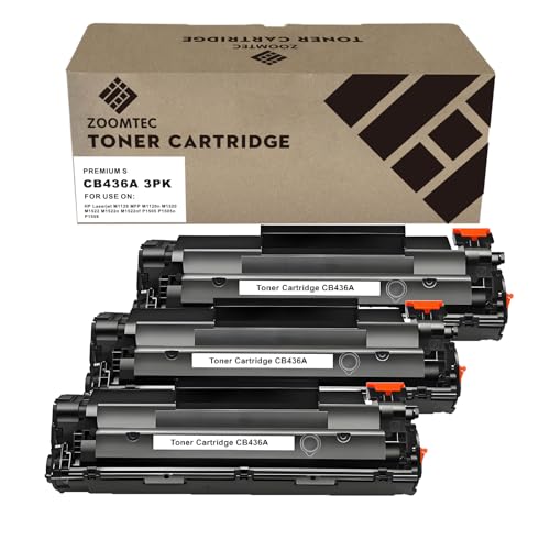 ZOOMTEC Compatible para HP CB436A 36A Negro Cartucho de tóner Compatible para HP LaserJet M1520 P1505 P1505n P1506 M1120 MFP M1120n MFP M1522 MFP M1522n MFP M1522nf MFP (3X Negro)