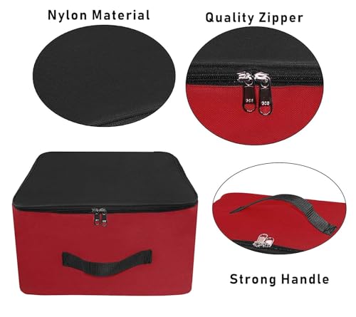 Image of Storite 10 Pack Nylon Underbed Moisture Proof Wardrobe Organizer Storage Bag for Clothes With Zipper Closure and Handle Square - (Red & Black, 38.1x25.4x35 cm)