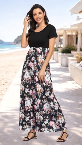 Image of Mommy Jennie Women's Maxi Dresses Short Sleeve Long Casual Summer Sundresses