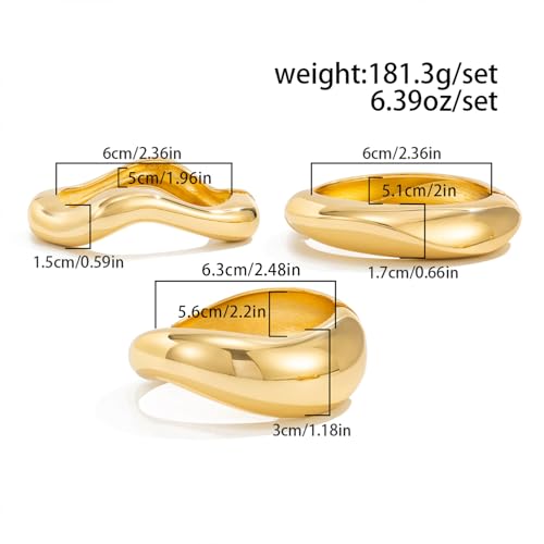 Salircon Gold Bangle Bracelets for Women Gold Plated Wide Wire Chunky Cuff Bracelets Trendy Hinged Cuff Open Wide Chunky Bracelet Irregular Minimalist Jewelry4