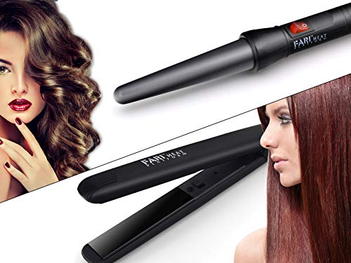 Set Kit de Planchita y Rizador de Pelo Mini de Viaje Negro miniatura 2