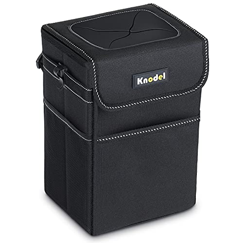 Knodel Auto-Müllsack, wasserdichter Mülleimer mit Deckel, Aufhängung, auslaufsicherer Auto-Aufbewahrungsbeutel (Schwarz)
