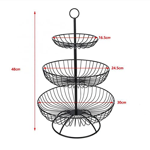 Cesta de hierro para frutas con diseño abierto, organizador de cocina negro ventilado 4
