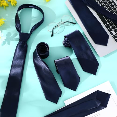 Image of Syhood 6 /12 /24 Pcs Men Ties Set Solid Satin Pure Color Business Formal Necktie Tie 57 inch for Men Occasion Wedding
