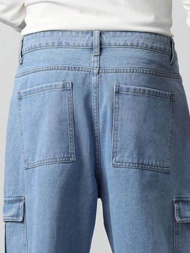 Image of TAGAS Men Loose Fit Men's Flip Pocket Jeans || Mens Stylish Cotton Loose Fit Denim Cargo || Multi-Pocket Styling Pant||