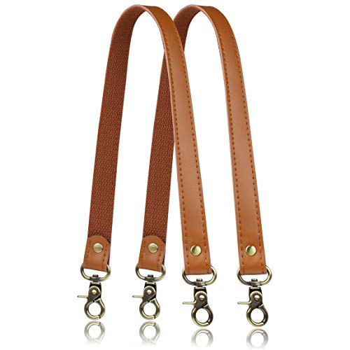 Allzedream Genuine Leather Purse Strap Sewing Canvas Replacement Handbag Shoulder Bag 2 Pcs Camel M
