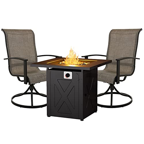 Grand patio Outdoor Swivel Dining Chairs Set of 2, 360 Degree Mesh Sling Rocker Sets for Deck, Garden Backyard, Black & Grey Plaid