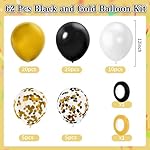 Black and Gold Balloons 62 Pcs 12 Inch Happy New Year Balloon 2026 Decorations Metallic Gold and Black Latex Party Balloons Black Gold Balloon Set for New Year Birthday Wedding Baby Shower Party Decor - Image 3