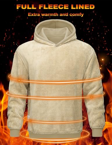 MAGCOMSEN Men's Hoodie Pullover Fleece Sweatshirts Heavyweight Sherpa Lined Thick Warm Winter Hoodies with Kangaroo Pocket2