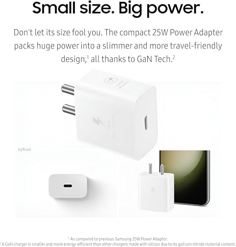 Image of 25W GaN USB-C Charger for Samsung F05 /A35 /M35 /F35, M15 /F15 /A15 /A14 /M14 /F14, S24 Ultra /S23 /S22, Z Fold /Flip, Super Fast Adapter for Galaxy Tab A9 /S9 /A8 /S7 /S6, White