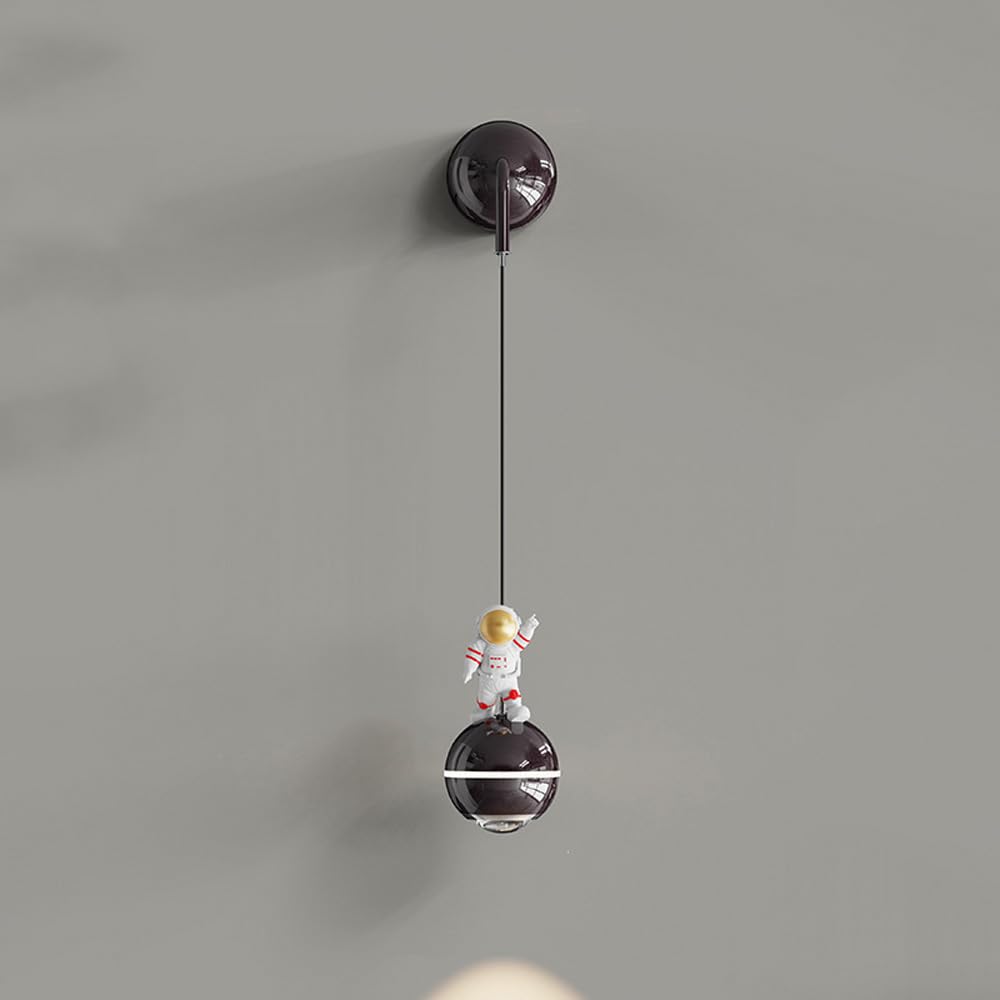 SXSCARKX Modern Light Luxury LED Wall Sconce Astronaut Bedroom Mounted For Kids Room Dimmable Black Mid Century Lamp Nordic Chrome Lighting Fixture Bedside Living