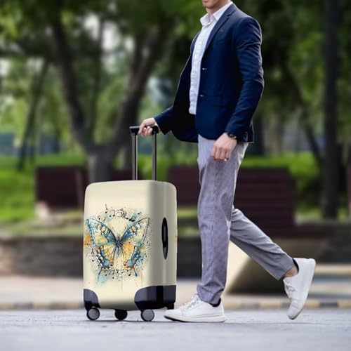 Butterflies And Notes Travel Luggage Cover Protector Washable Elastic Suitcase Cover Luggage Protective Cover for 18-32 Inch Luggage Covers for Luggage Luggage Cover for Suitcase-XL3