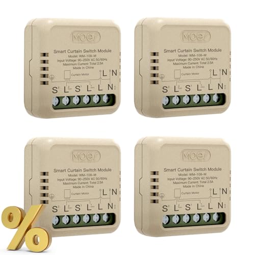 MOES Tuya WiFi Alexa Smart Interruptor de persiana Módulo, para persianas, temporizador, interruptor para motor de persiana, compatible con Alexa Google Assistant, MOES/Tuya/Smart Life App