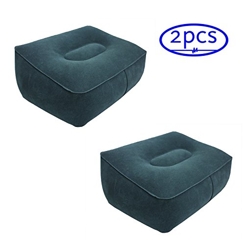 ObboMed HR-7302 * 2 Piezas* Almohadilla Plegable e Inflable Reposapiés de Viaje; Gris - 36 x 28 x 12-17 cm (2 Piezas/Paquete)