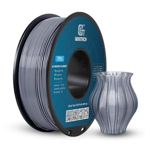 Geeetech TPU Filament 1.75mm, Shore 95A Flexible 3D Printer Filament with High Elasticity, 1KG (2.2lbs) Spool, Dimensional Accuracy ±0.03mm, Fits Most FDM Printers (Clear Silver)
