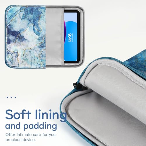 Image of Dadanism 9-11 inch Tablet Sleeve Bag Carrying Case for iPad (A16) 11th Gen 11 inch, iPad 10th Gen 10.9 inch Air 5 /4, iPad Air M4 /Pro 11 inch, iPad 9 /8 /7th, Galaxy Tab A11+ Plus 11 inch, Remarkable 2 10.3 inch, Marble Blue