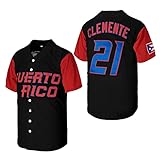 Kekambas #21 Roberto Clemente Puerto Rico World Game Classic Mens Baseball Jersey Stitched Black Size M