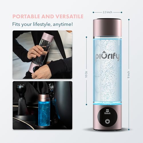 Hydrogen Water Bottle Generator - Up to 4100+ PPB Concentration - SPE/PEM Technology - Certified H2 Generator - Portable Athletic Performance & Hydration System - 6-Hour Hydrogen Retention (Pink)