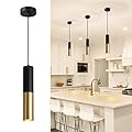 Omgomne Modern Pendant Light Fixture for Kitchen Island,1-Light Black Gold Ceiling Hanging Light Cord Adjustable Pendants Lamp for Living Room Bedroom Bar 1-Pack