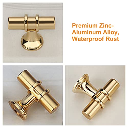 MOROBOR Brushed Brass Single Hole Knob, 10pcs Modern Style T Knobs Cabinet Bar Handle Pull Knobs - Image 3