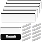 10 Pcs Blank Name Tags, DIY Name Badges with Pin Backing, Plastic ID Tag Pin for School Office Use