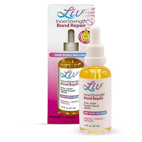 LIV InnerStrength Bond Repair Hair Oil, Strengthening Deep Repair for Dry Damaged Hair, Helps Reduce Breakage and Supports Elasticity, Amla Jojoba Peptide Infused Drops, 1.6 fl oz 47 mL