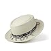 Produktbild QQYG 2019 Retro Frauen Männer Stroh Sonnenhut Sommer Pork Pie Hut Sunbonnet Hut Lady Flat Boater Strand Panama Sunhat Strandhut Größe 57-60cm-Light_Straw