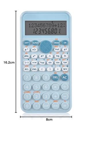 Image of EooCoo Scientific Calculator,Two-Line Display,Cute Desk Accessories,Slim and Portable,Standard Scientific Calculator Suitable for School Office Business Supplies,Primary School to College Student-Blue