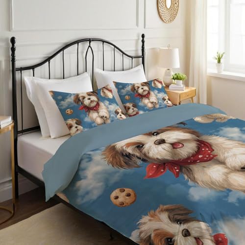 Housse de Couette 220x240cm Facile à Enfiler avec Zip Bleu Havane - 6
