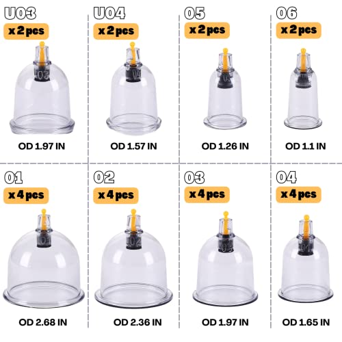 Cupping Therapy Set 24 Massage Cups - Professional Chinese Cupping Set With Pump Suction Cups Cupping Kit For Body Cellulite Muscle Pain Relief Physical Therapy #TOP2