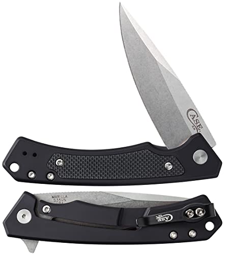 Case XX WR Pocket Knife Marilla EDC, S35VN Drop Point Blade, Black Anodized Aluminum Handle W/Clip #25880 (MARILLA) 4 3/4