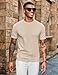 COOFANDY Men's Casual T-Shirts Short Sleeve Knit Tees Crewneck Solid Dress Shirts, Apricot, Medium