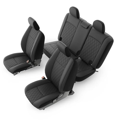 GIANT PANDA Full Set Seat Covers for Jeep Wrangler JL 4 Door 2018-2024 Unlimited Sahara Sport Rubicon Willys,Faux Leather Seat Protectors Without Rear Cup Holder (Full Set, Black)