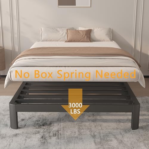 Image of 6 Inch Twin Size Bed Frame with Metal Gaskets, No Box Spring Needed, DIY Headboard, Heavy Duty Steel Slat Support, Anti-Slip Mattress Stopper, Round Corner Leg, Easy Assembly, Black