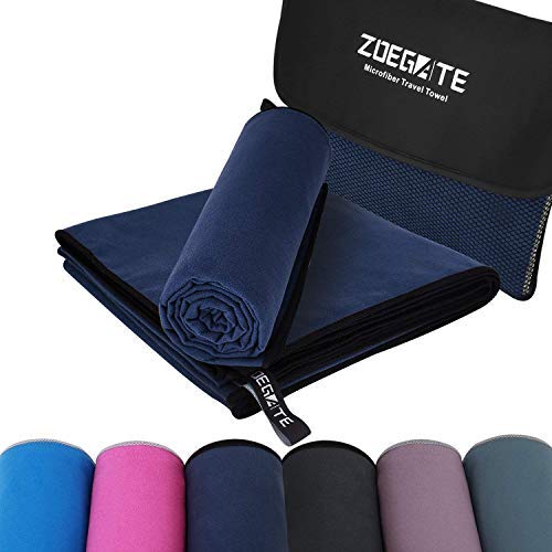 Zoegate en Microfibre Serviette de Voyage léger Séchage Rapide antibactérien pour Gym Natation Sports de Plage Yoga, Bleu foncé, XL: 120x60 CM Cover