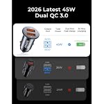 AINOPE QC3.0 USB Car Charger,Cigarette Lighter USB Charger,Fast Car Charger - Image 3