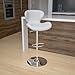 Flash Furniture Contemporary White Vinyl Adjustable Height Barstool with Curved Back and Chrome Base