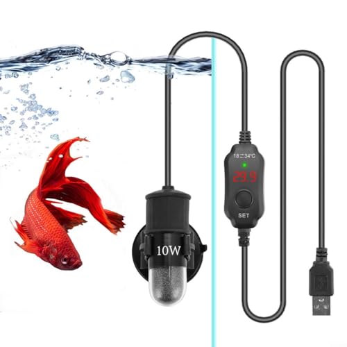 Lastdaytime Sumergible para mini calentador de acuario, termostato ajustable alimentado por USB, calentador de agua para peceras pequeñas (SC07A)