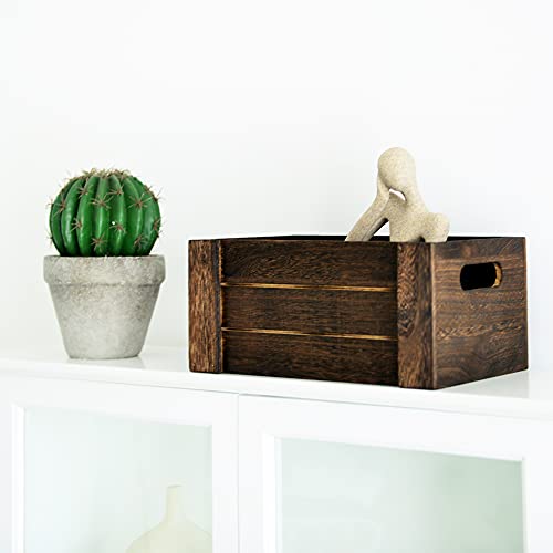 Decorative Wooden Crate,Set Of 4 Rectangle Storage Boxes, Nesting Storage Crates With Handles,Crates For Storage,Wooden Storage Bins (Brown) #TOP5