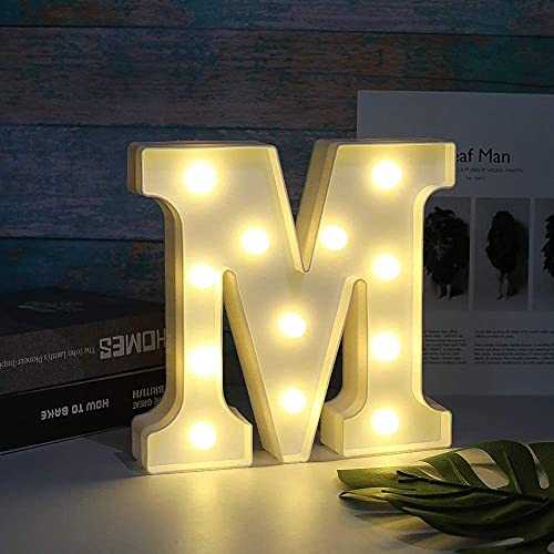 Image of Beeban Marquee M Alphabet Shaped LED Light Lamp for Decoration Decore Walls Hanging Birthday Party Wedding (M)
