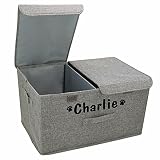 Beirui boîte de Rangement personnalisée pour Jouets de Chien et Chat avec Couvercle, Panier de Rangement Pliable pour Chien, Robuste Panier Chien Grande Taille pour Jouets vêtements et Accessoires,L