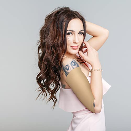 Vicenpal 2 Pairs Tattoo Cover up Sleeve Forearm Arm Sleeves for Women Men Compression Tattoo Upper Arm Cover(Nude)