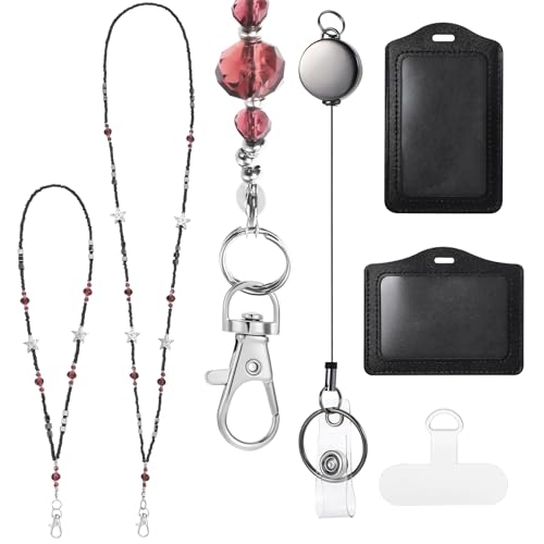 libfrnt Y2K Lanyards for ID Badges and Keys Black ID Badge Holder with Lanyard Key Cute Accessories for Women