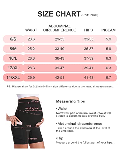 Enerful Women's Maternity Yoga Shorts Over The Belly Comfy Workout Running Active Biker Pregnancy Support Shorts With Pockets 5" Light Blue Small #TOP2