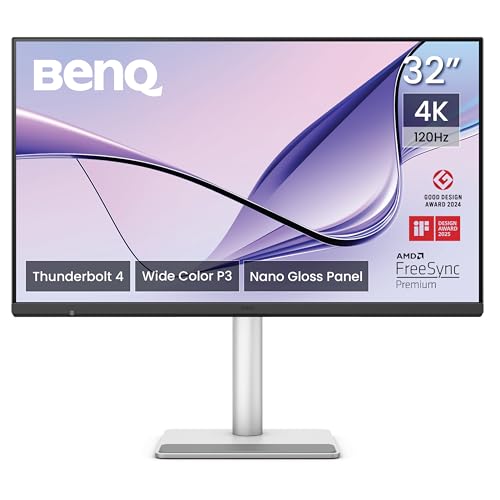 Image of BenQ MA320UG 32 inch 4K 120Hz Nano Gloss Monitor for Mac, Dual Thunderbolt 4 96W /15W, Mac Color, Daisy Chain, KVM, Brightness & Volume Control on Mac, Height & Tilt Adjustment, P3 Color Gamut