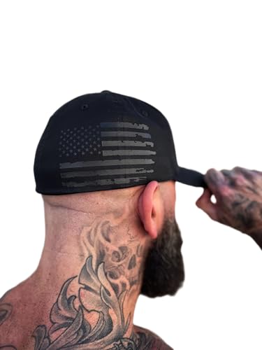 The Drive Clothing USA Flag Hat for Men & Women | Funny Offensive Fitted Baseball Cap | Cotton Blend Stretch Fit Cap | Bold Statement Urban Casual Headwear | Black