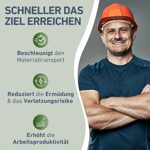 Bild 2 - Extol Craft elektrische Schubkarre mit Akku, 500 W, 80 L Mulde & 150 kg Traglast, leistungsfähige Motorschubkarre, Offroad-taugliche Akkuschubkarre, mit Zwei 12V Blei Batterien