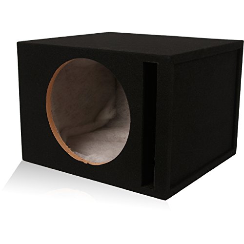 Image of BELVA 1SV12B Single 12 inch Vented Subwoofer Enclosure - 3 /4 inch MDF Car Sub Box with 1.8 cu ft, Polyfil Lining, Durable Carpet, Gold Terminals, Tuned to 36Hz