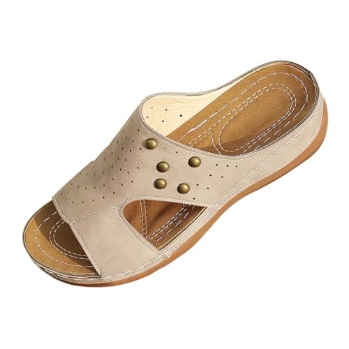 Sandalias de mujer con tacón Zapatos de verano Bohemia Plataforma Pantuflas con Plantilla de Corcho, Zapatillas de Mujer Sandalias Vintage Antideslizante Sandalias Cómodas Ortopédicas Elegantes